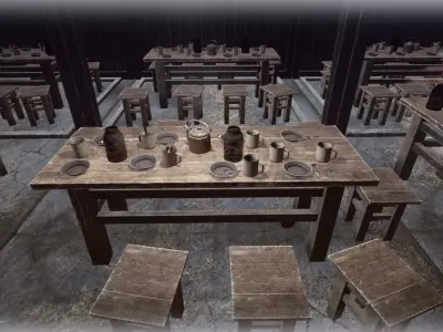 Barrack for prisoners Low-poly 3D model