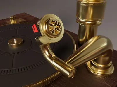 Tabletop Gramophone Low-poly 3D model