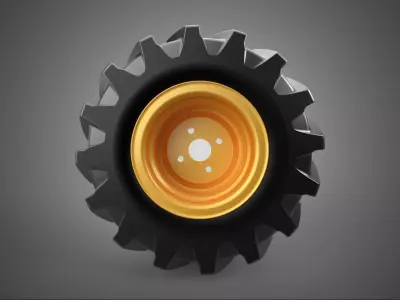 YELLOW ORANGE TRACTOR TIRE TREAD TYRE LUG WHEEL RUBBER RIM GRIP 3D model
