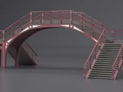 Retro Railway Pedestrian Bridge 3D model
