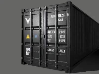PBR 40 ft Shipping Cargo Container - Black Low-poly 3D model