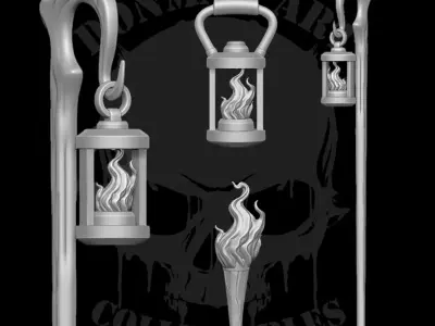 Fire Lamps Collection STL 3D Printable files for Action Figures 3D print model