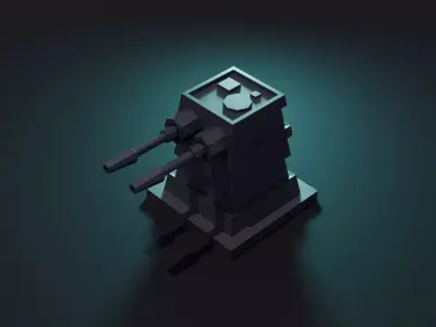 Turret Animation Low-poly 3D model