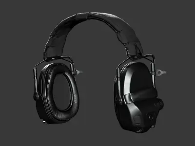 Realistic Military Tactical Headset - Game Ready Low-poly 3D model