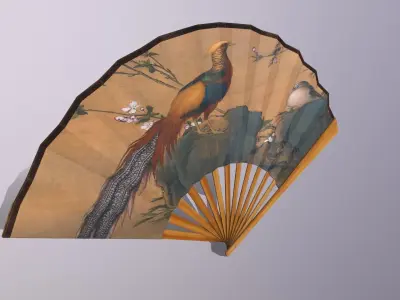 Folding fan Low-poly 3D model buy