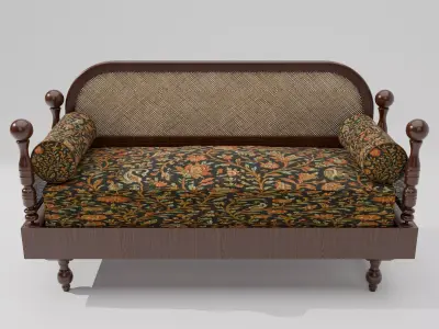 Antique Wooden Sofa Realistic Vintage Furniture Low-poly 3D model