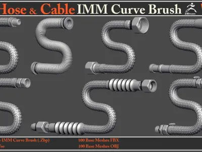 100 Hose and Cable IMM Curve Brush VOL01 Low-poly 3D model