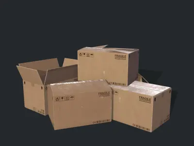 Cardboard box Low-poly 3D model order
