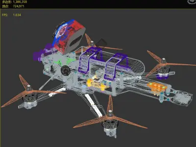 Drone flying camera 3D model