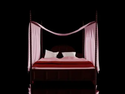 Medieval Double Bed 3D model