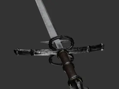 Zweihander two-handed sword with color variations Low-poly 3D model
