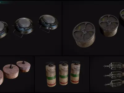 WW2 Mines Variety Pack Free 3D model