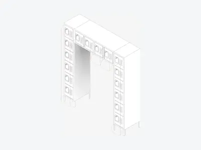 Locker - Metal - Locka - Classic - 16 Person Low-poly 3D model