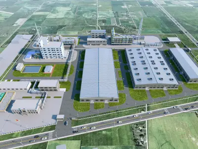 Industrial plants factory buildings industrial parks 3D model