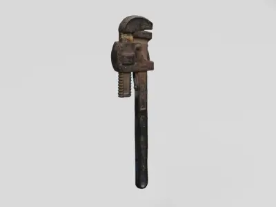 Rusty Tool Pipe Wrench 2 3D scan PBR 4K textures Low-poly 3D model