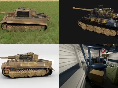 Fully built Panzer Tiger Tank Late 1944 HDRI v1 3D model