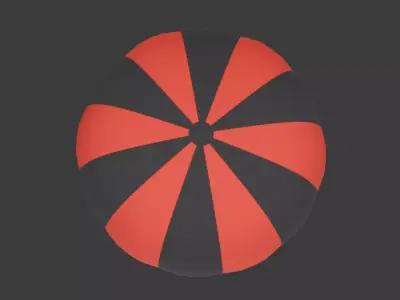 Red black hot air ballon Low-poly 3D model