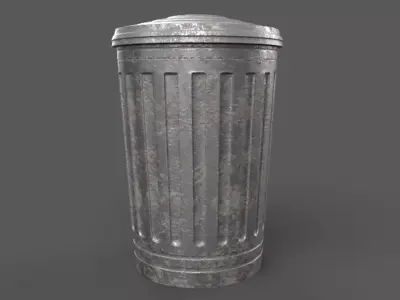 Metal Trash Can Low-poly 3D model purchase