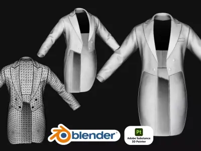 Open Formal Full Dress Tailcoat Low-poly 3D model