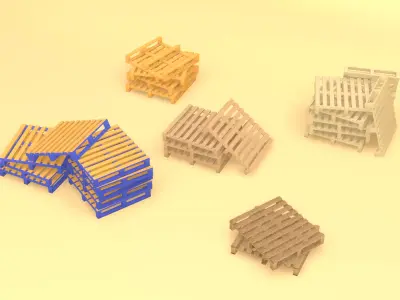 PBR Pallet Pack Low-poly 3D model
