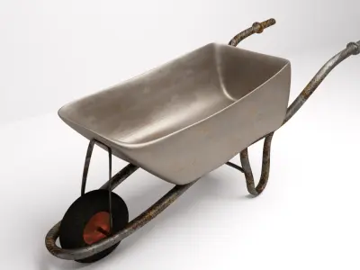 Rusted Wheelbarrow Low-poly 3D model