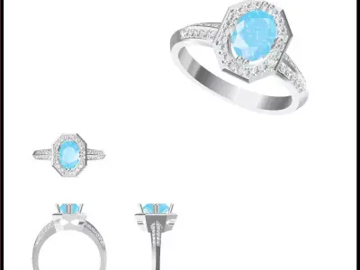 JCD Format Antique color stone rings cad cam jewelry 3D print model