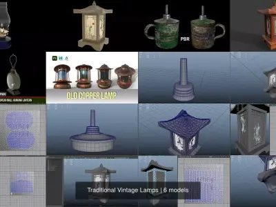 Traditional Vintage Lamps 3D Model Pack