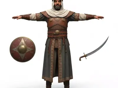 Realistic Arabian Desert Warrior 3D Model  Rigged  Game Ready Low-poly 3D model order