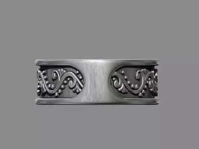 Vintage Floral Pattern Wedding Band  3D print model