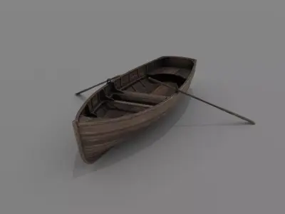 Wooden boat Low-poly 3D model Low-poly 3D model