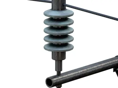 Wood Power line pole 3D model