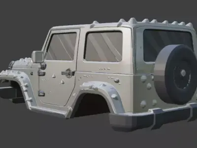 Silver Jeep Body No Tyres 3D model