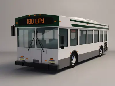 Low-Poly Cartoon City Bus Low-poly 3D model