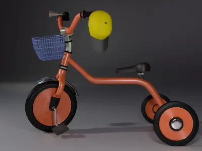 Vintage kids tricycle bicycle Free low-poly 3D model
