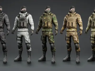 Military Mercenary Bandit Low-poly 3D model