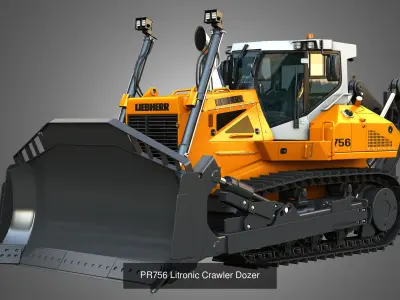 850L LGP - PR756 Mining Crawler Dozers  2 in 1 3D Model Pack