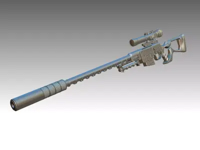 Sniper Rifle Low-poly 3D model 8