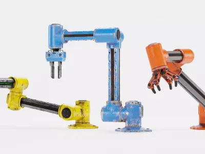 Robotic Arms with Worn Finish Collection - Rigged 3D model