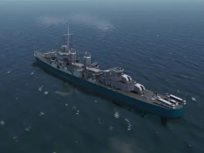 USS Fletcher Destroyer Warship WW2 3D print model