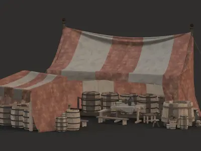 medieval market Low-poly 3D model Low-poly 3D model