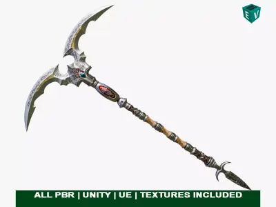  Battle Axe 05 All PBR Unity UE Textures Included Low-poly 3D model