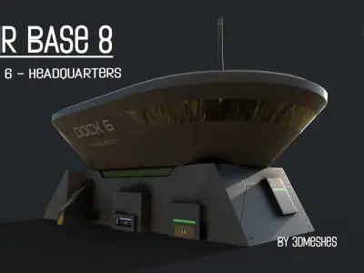 AIR BASE 8 - Dock 6 Headquarters - PBR lowploly Low-poly 3D model