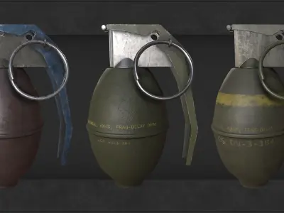Grenades three Low-poly 3D model