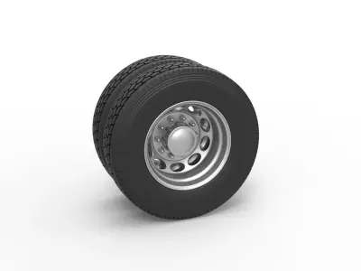 Rear custom wheel of semi truck Version 20 Scale 1 to 25 3D print model