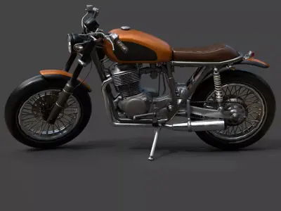 Custom Cafe Racer Motorcycle - Optimized Real-Time 3D Model 3D model