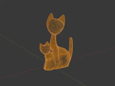 Wooden cat ornament Low-poly 3D model