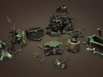 Undead forge collection Low-poly 3D model