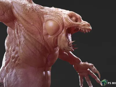 Blue Slaad Lizardman - Pose 4 3D print model