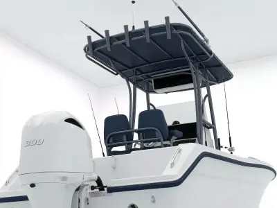 Modern Center Console Fishing Boat Low-poly 3D model