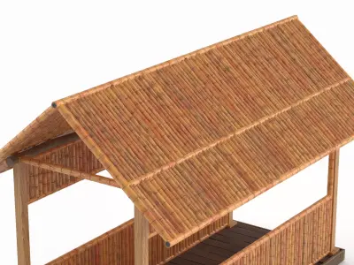 Tropical Bamboo Covered Footbridge 3D model